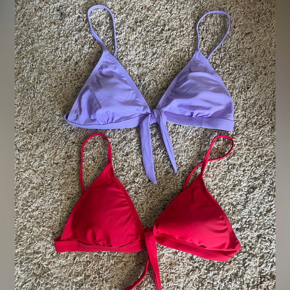 Purple and Red Triangle Bikini Tops
